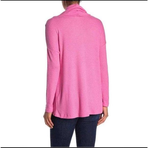 Catherine Malandrino Petite Pink Waffle Knit Cowl Neck Tunic - Picture 5 of 5